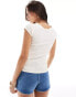 Cotton On square trim detail crop top in cream Porzellan, S - EU 38 - фото #2