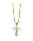 Chisel polished Yellow IP-plated Crucifix Pendant Ball Chain Necklace