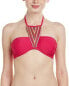 Фото #1 товара PilyQ 262604 Women's Embroidered Stella Magenta Bikini Top Swimwear Size M