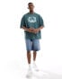 ASOS DESIGN extreme oversized t-shirt in heavyweight 220gsm washed green with California varsity print grün, XS - Chest 36 - фото #2