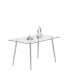 0.32" Tempered Glass Dining Table with Stainless Steel Legs