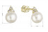 Delicate gold earrings with zircons and real pearls 91PZ00025