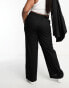 Фото #2 товара Yours wide leg linen look trousers in black