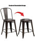Copper Set of 4 Metal Wood Counter Stool Kitchen Bar Chairs