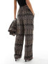 YAS broderie wide leg trouser co-ord in black and deep beige - MULTI