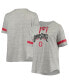 Фото #1 товара Women's Heathered Gray and Scarlet Ohio State Buckeyes Plus Size Lace-Up V-Neck T-shirt