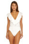 Фото #1 товара Trina Turk Women's Monaco Ruffle One Piece Swimsuit-Bathing Suits, White Size 10