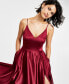 ფოტო #4 პროდუქტის Juniors' V-Neck Satin Gown, Created for Macy's