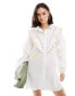 Фото #1 товара Never Fully Dressed Austin contrast stitch mini shirt dress in white