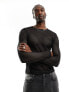 Фото #1 товара Weekday sheer knit long sleeve t-shirt in black