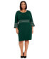 ფოტო #1 პროდუქტის Plus Size Contrast-Trimmed Bell-Sleeve Dress