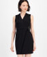 ფოტო #2 პროდუქტის Petite Faux-Wrap Sleeveless Jersey Sheath Dress