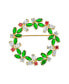 ფოტო #1 პროდუქტის Colorful Marquise Cubic Zirconia CZ Green Red White Round Fashion Christmas Holiday Wreath Brooch Pin For Women Gold Plated