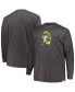 ფოტო #1 პროდუქტის Men's Heather Charcoal Distressed Green Bay Packers Big and Tall Throwback Long Sleeve T-shirt