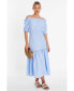 Women's Woven Textured Bardot Maxi Dress