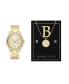 ფოტო #2 პროდუქტის Women's Analog Gold-Tone Metal Alloy Bracelet Watch 38mm Gift Set