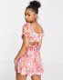 Фото #2 товара Miss Selfridge chiffon bow back rara playsuit in cluster floral