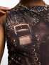 Фото #5 товара Tammy Girl slash neck slinky mini dress in leather patchwork print