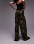 Фото #3 товара Topshop smudge print sheer crinkle trouser in green