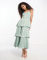 Фото #1 товара Y.A.S Bridesmaid tiered strappy midi dress in sage