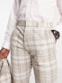 ASOS DESIGN skinny linen mix suit trousers in stone check