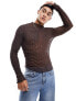 Фото #1 товара ASOS DESIGN muscle fit long sleeve turtle neck in brown sheer texture