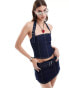 Pull&Bear buckle detail halterneck denim corset co-ord in indigo blue BLAU, M - EU 38 - фото #1