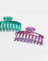 Фото #6 товара DesignB London iridescent 2 pack of hair claws in purple and green