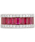 Фото #3 товара Lab Grown Ruby (2-5/8 ct. t.w.) & Lab Grown Diamond (3/4 ct. t.w.) Pear Halo Ring Baguette Band in 14k Rose Gold