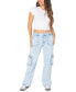 ფოტო #1 პროდუქტის Juniors' Wide-Leg Zippered Cargo Jeans