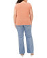Фото #4 товара Plus Size Metallic V-Neck Short-Sleeve Sweater