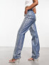 Фото #5 товара Kyo The Brand metallic wide leg jeans in blue wash