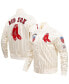 Men's Cream Boston Red Sox Cooperstown Collection Pinstripe Retro Classic Satin Full-Snap Jacket