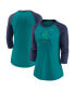 Фото #2 товара Women's Aqua, Navy Seattle Mariners Next Up Tri-Blend Raglan 3/4-Sleeve T-shirt