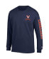 Фото #2 товара Men's Navy Virginia Cavaliers Team Stack Long Sleeve T-shirt