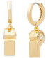 Gold-Tone Crystal Spade Whistle Charm Hoop Earrings
