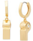 ფოტო #1 პროდუქტის Gold-Tone Crystal Spade Whistle Charm Hoop Earrings