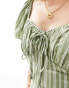 Wednesday's Girl striped linen mini dress in sage green