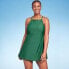 Women's High Neck Swim Dress - Kona Sol Dark Green S
