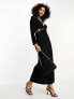 Never Fully Dressed textured cut-out tassel midaxi dress in black