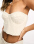 Mango cropped corset top in light beige