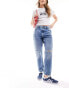 Фото #1 товара Noisy May Moni high waisted ripped straight leg jean in mid wash