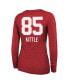 Фото #3 товара Women's Threads George Kittle Scarlet San Francisco 49ers Super Bowl LVIII Scoop Name and Number Tri-Blend Long Sleeve T-shirt