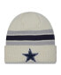 Men's Cream Dallas Cowboys Team Stripe Cuffed Knit Hat