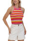 Women's Striped Crochet Halter Tank