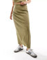 COLLUSION Plus textured maxi skirt co-ord in khaki