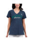 Фото #1 товара Women's Navy Distressed Seattle Mariners Key Move V-Neck T-shirt