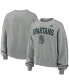 Фото #1 товара Women's Heather Gray Michigan State Spartans Legacy Fleece Classic Arch Oversized Cropped Pullover Sweatshirt