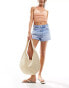 Фото #4 товара Abercrombie & Fitch oversized round straw tote bag