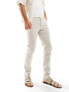 Фото #9 товара ASOS DESIGN smart skinny fit linen blend trousers in stone